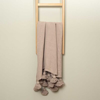 Sävel-torkkupeitto  - beige (tupsu)